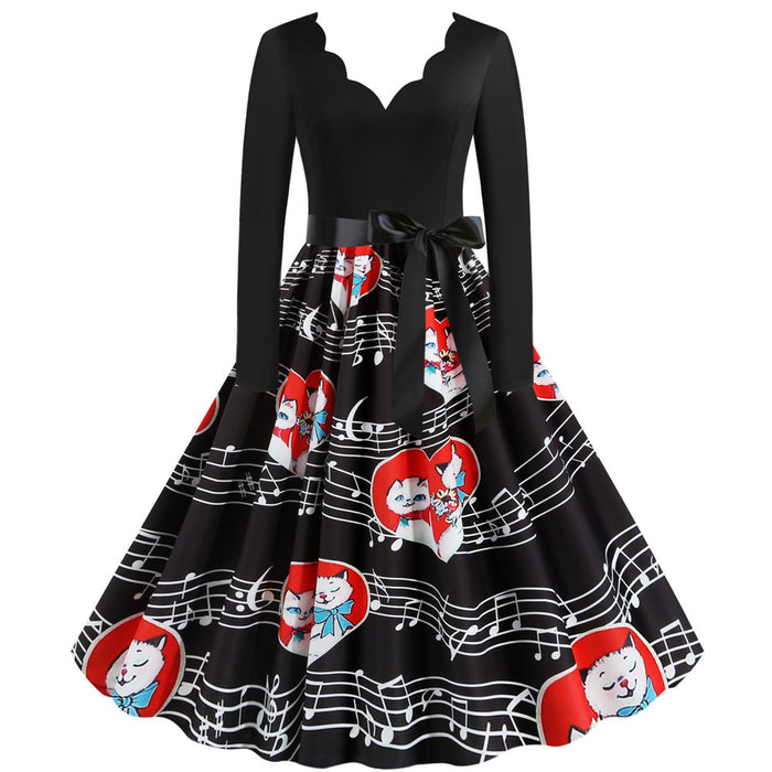 Valentine's Day Big Swing Dress / Valentijn avondjurk Muziek/Music