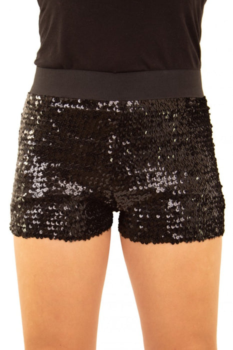 Hotpants met pailletten zwart dames