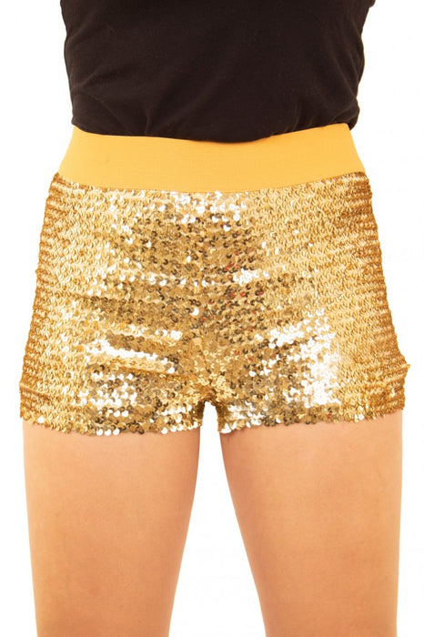 Hotpants met pailletten goud dames