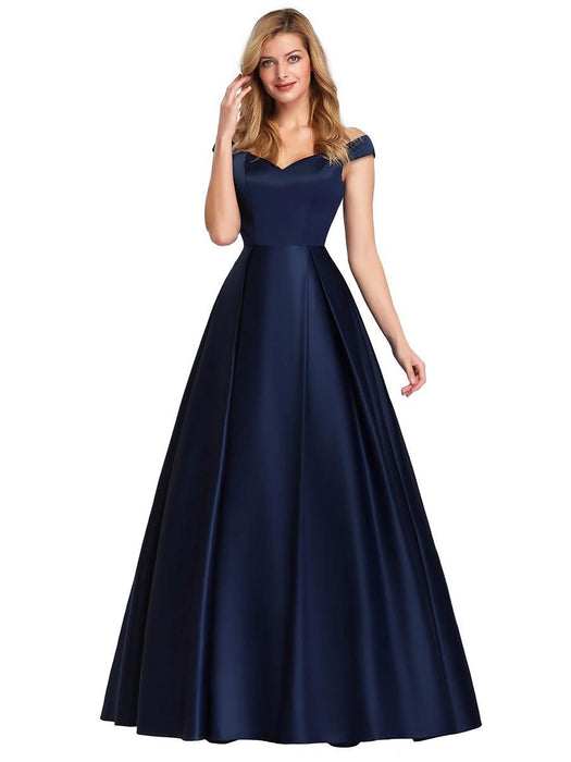 V-hals Effen Kleur Lange Vintage Gown Dress, Grote maten!