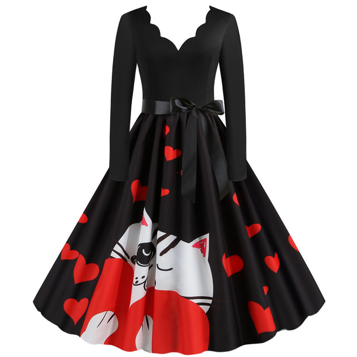 Valentine's Day Big Swing Dress / Valentijn avondjurk Muziek/Music