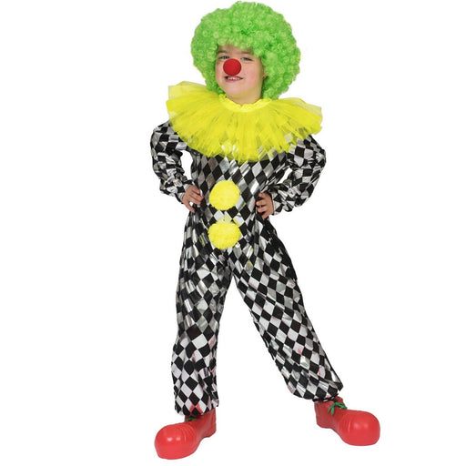 Clown Silver-Black Pierrot geruit kind - Scattando Verkleedhuis