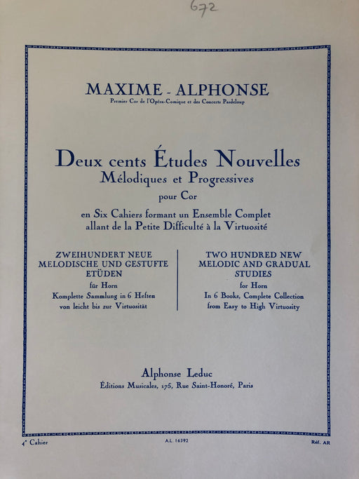 200 Etudes Nouvelles Mélodiques et Progressives, Maxim Alphonse, Horn, deel 4 - Scattando Verkleedhuis