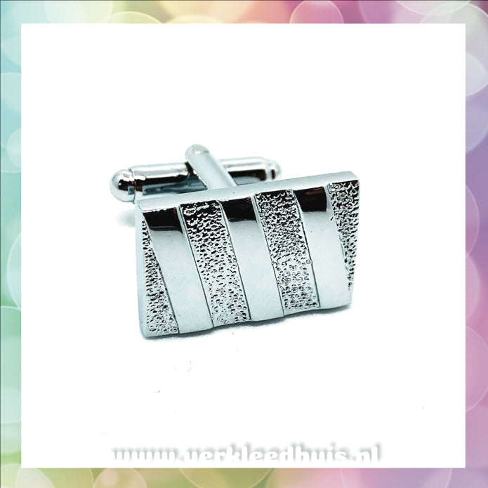 Manchetknopen / Cufflinks per paar Zilver gestreept - Scattando Webshop