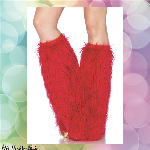 Beenwarmers Furry Leg Warmers Rood - Scattando Verkleedhuis