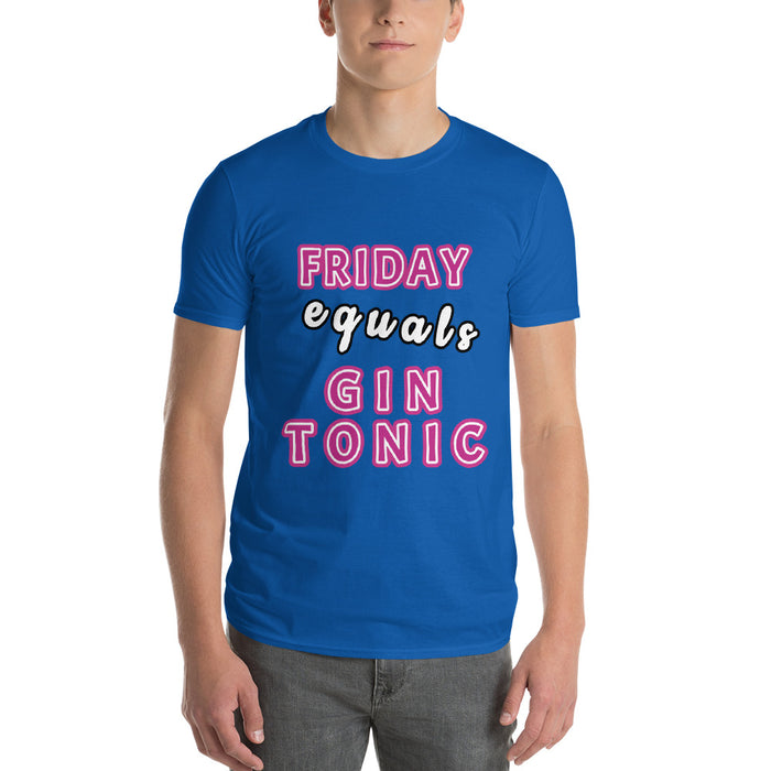 Friday Equals Gin Tonic Men’s Short-Sleeve T-Shirt - Scattando Verkleedhuis